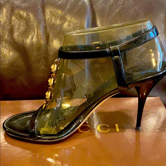 EUC GUCCI Sand Pelle Vernice Soft Metal Sandal - Picture 3 of 7